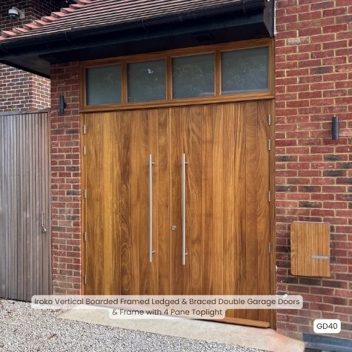 iroko garage doors with toplight