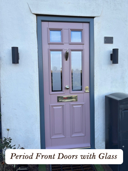 period front door with glass and wooden panels sulking room pink