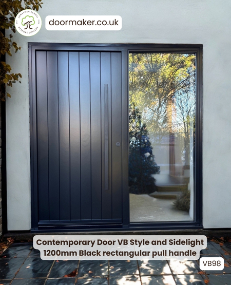 black contemporary entrance door with black handle