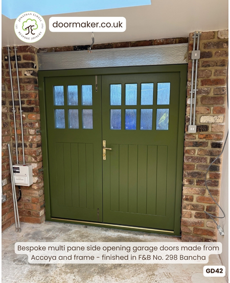 bespoke glazed timber garage doors farrow and ball bancha