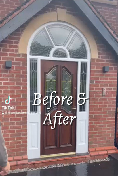 before and after door transformation 2 panel door in black