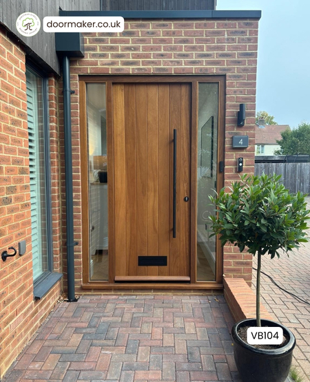 Contemporary Front Door VB Style and Frame with Fully Glazed Sidelights VB104