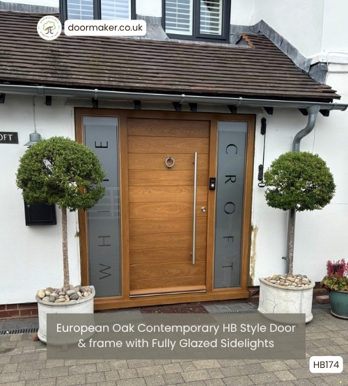 contemporary oak door with sidelights