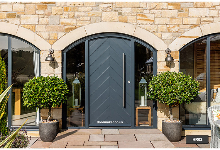 contemporary arched herringbone style door