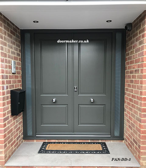 georgian style double entrance doors narrow sidelights umbra grey