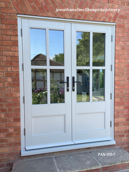 bespoke double doors with glass agate grey solid wood
