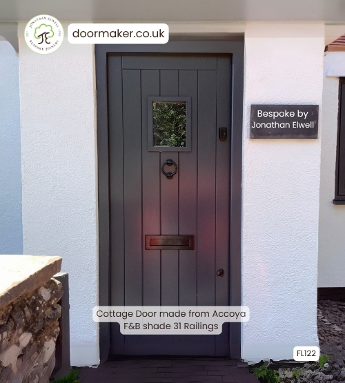 cottage style door painted farrow and ball railings