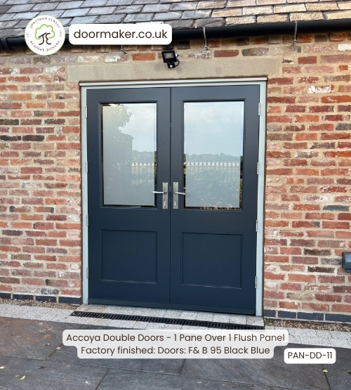 bespoke double doors made from accoya - farrow and ball 95 black blue