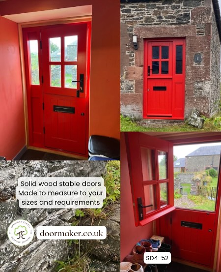 stable door and frame with side panel factory painted RAL3020 traffic red