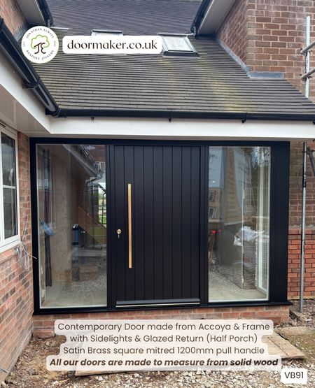 contemporary door and porch made from accoya