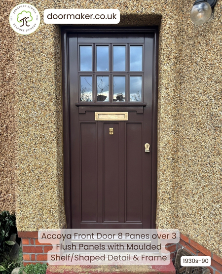 1930s front door finished in purple brown antique brass hardware