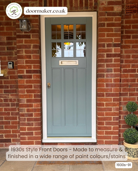 1930s front door made from accoya finished in oval room blue 