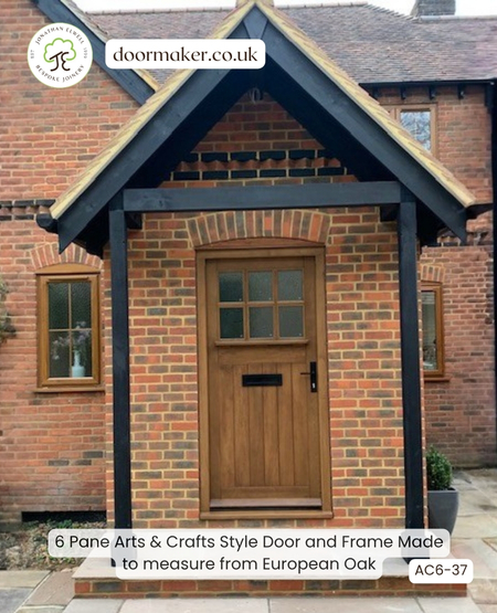 6 pane arts and crafts front door and frame made from european oak