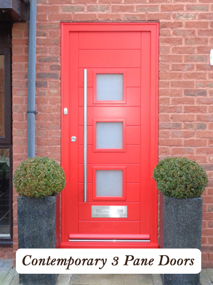 contemporary front door with 3 glass solid wood factory painted any colour