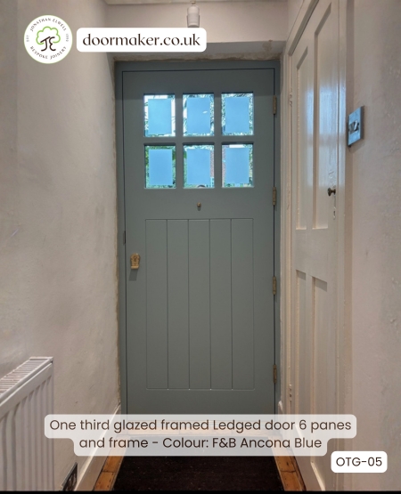 glazed wooden door ancona blue