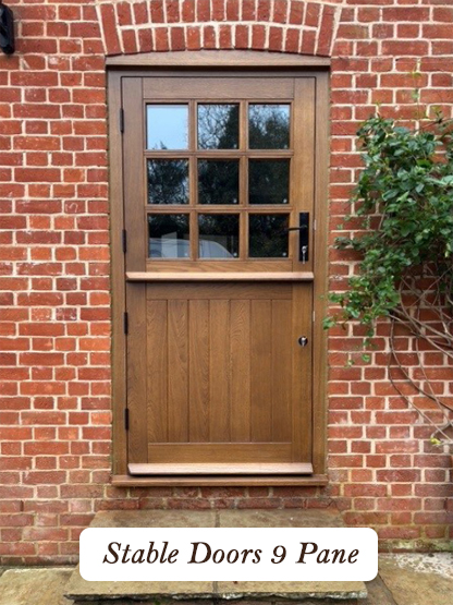 bespoke stable door with 9 panes made from wood to your sizes and requirements