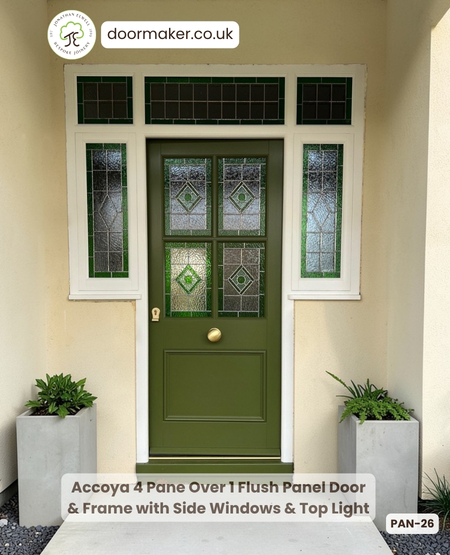 accoya front entrance door finished in F&B No. 298 Bancha
