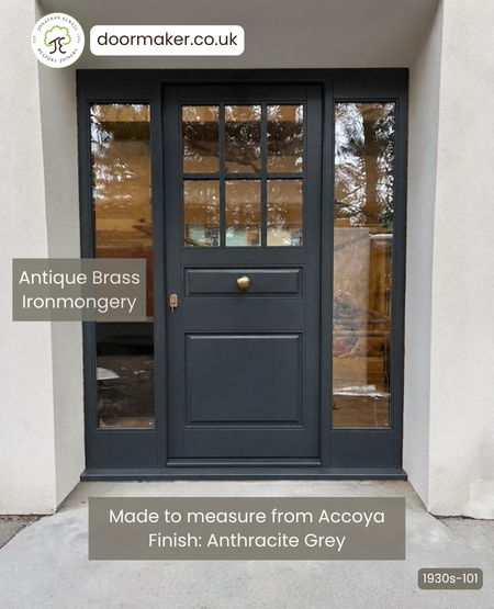 Bespoke 1930s front door made from Accoya - spray finish Anthracite Grey