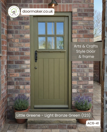 arts and crafts door with 6 panes green