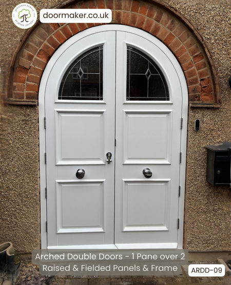 Arched Double Doors - 1 Pane over 2 Raised & Fielded Panels & Frame