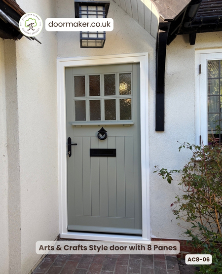 arts and crafts style door finished in farrow and ball 25 pigeon