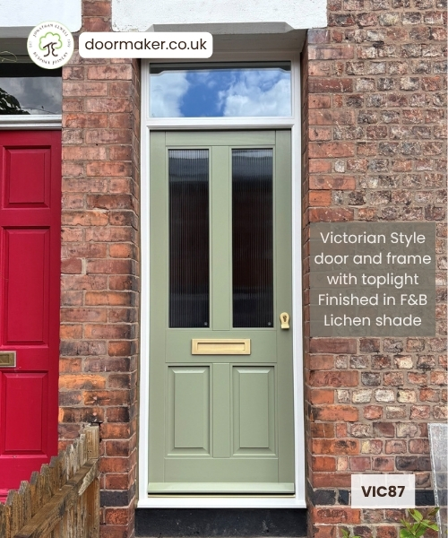 Victorian Style Door 2 Glass Panes over 2 Raised and Fielded Panel Door and toplight