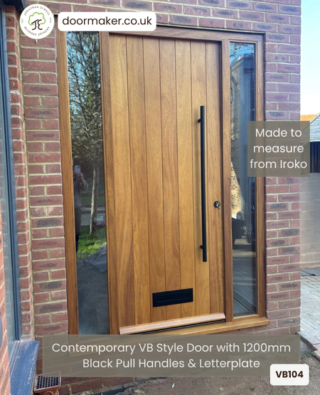 Contemporary Front Door VB Style and Frame with Fully Glazed Sidelights VB104