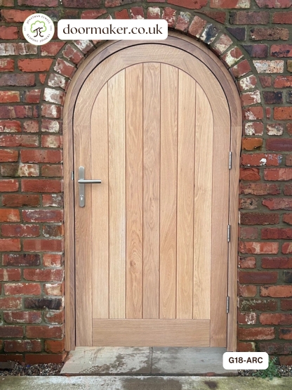 European oak arched framed ledged gate