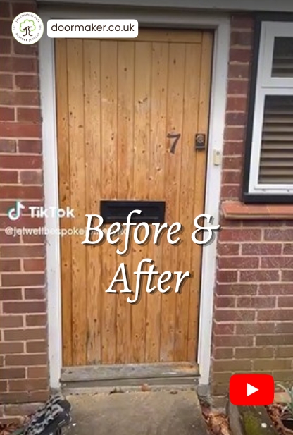 before and after picture oak cottage door