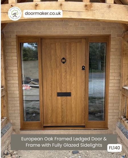 european oak cottage door with sidelights