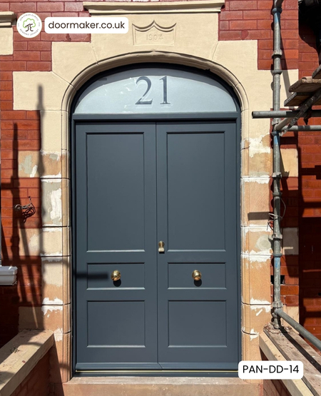 Bespoke Double Doors with 3 Flush Panels - Made from Accoya and Frame with Arched Toplight